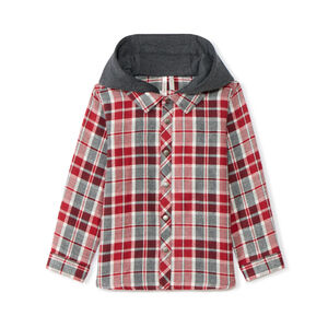 Chemise manches longues à carreaux et capuche pour bébé garçon 