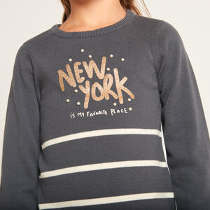 Robe manches longues en tricot rayé fille 