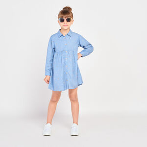Robe chemise manches longues imprimé fleurs fille 