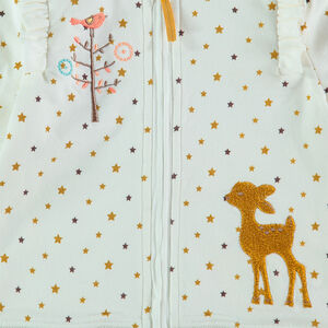 Jogging en molleton bicolore avec faon brodé sur le gilet et pantalon volanté 