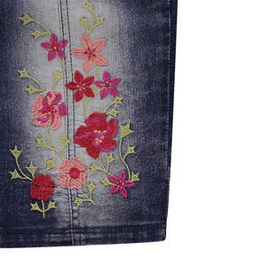 Jupe en jeans taille haute avec broderies florales 