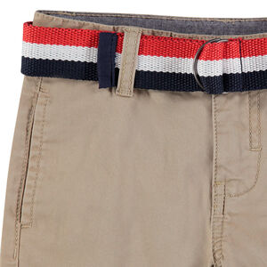 Bermuda en coton surteint avec ceinture tricolore 