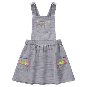 Robe en coton fantaisie avec poches à pompons colorés 