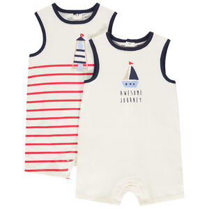 Lot de 2 combishorts à motifs marins pour bébé garçon 