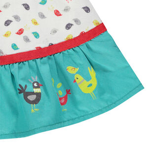 Robe à volant imprimée oiseaux  