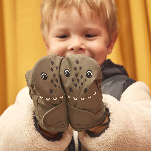 Moufles dinosaures doublées sherpa pour bébé garçon 