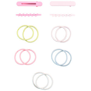 Lot de 4 barrettes + 10 élastiques fille 