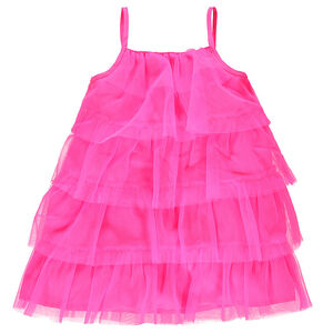 Robe en tulle volantée fines bretelles 