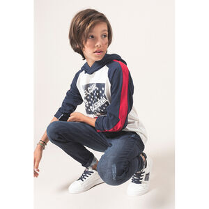 Junior - T-shirt manches longues à capuche avec main printée 