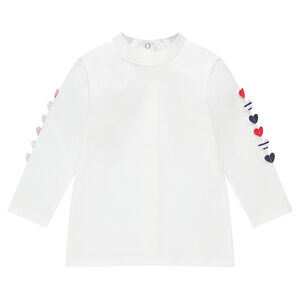 Tee-shirt manches longues en jersey avec coeurs en relief sur les manches 
