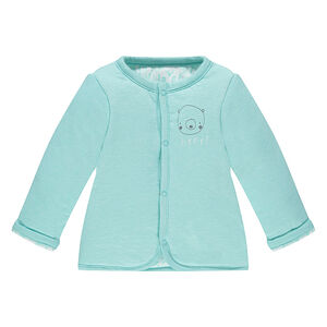 Gilet en coton réversible uni/imprimé avec ourson printé 