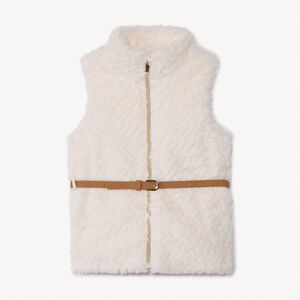 Veste sans manches en fausse foururre avec ceinture fille 