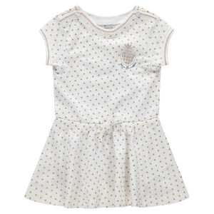 Robe manches courtes à pois dorés et ananas printé 