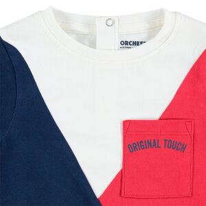 Lot de 2 Tee-shirts manches longues en jersey uni / contrasté avec poche 