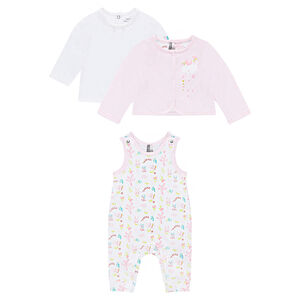 Ensemble 3 pièces avec gilet réversible, salopette et tee-shirt 