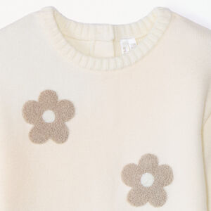 Pull tricot à fleurs en bouclettes 3D pour bébé fille 