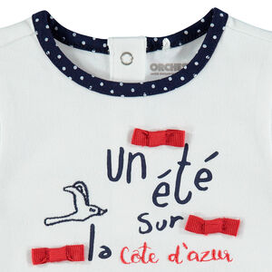 Tee-shirt manches courtes en jersey avec noeuds et inscriptions printées 