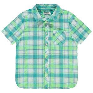 Chemise manches courtes à carreaux et poche 