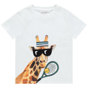 T-shirt manches courtes print girafe à lunettes 