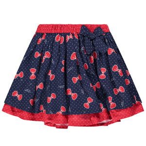 Jupe volantée à noeuds et pois all-over 