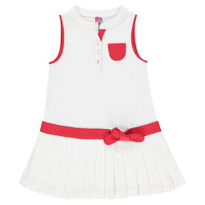 Robe polo sans manches plissée avec noeud fantaisie 