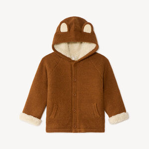 Gilet bébé garçon en tricot à capuche doublé sherpa 