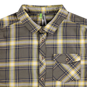Chemise manches longues à carreaux contrastés et poche 