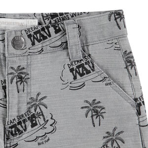 Bermuda effet chiné à palmiers et inscriptions all-over 