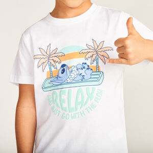 T-shirt manches courtes print en relief Stitch Disney garçon 