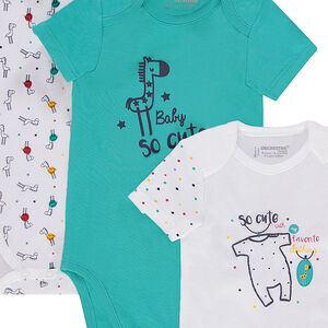 Lot de 3 bodies manches courtes en jersey avec girafes printées 