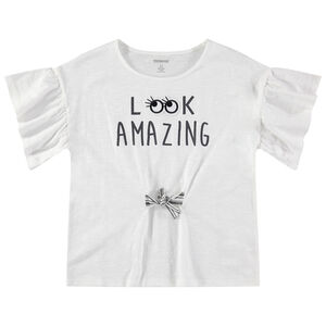 Junior - T-shirt à manches courtes volantées et liens à nouer 