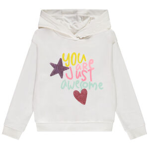 Sweat à capuche en molleton avec print et sequins fille 