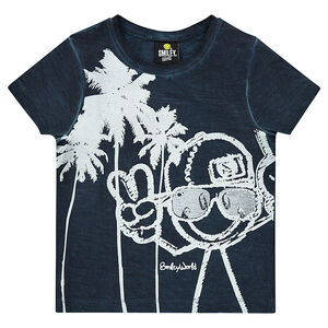 Tee-shirt manches courtes Smiley avec palmiers et  printés 