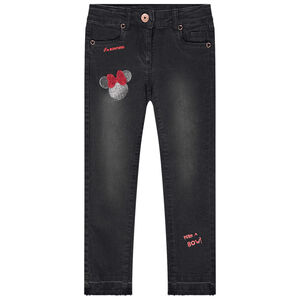 Jean effet used avec broderies Minnie Disney 