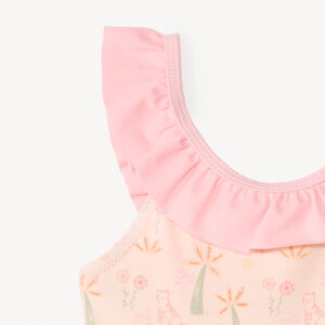 Maillot de bain 1 pièce à volants et imprimé fantaisie pour bébé fille 