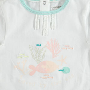 Ensemble avec tee-shirt print poisson et short volanté 