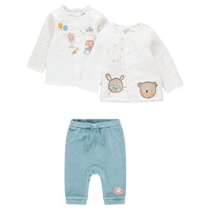 Ensemble pantalon velours, tee-shirt printé et gilet en sherpa fine 