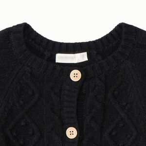 Gilet tricot uni avec torsade fantaisie fille 