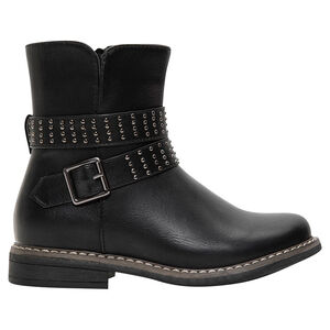 1/2 bottes effet cuir à lanières et clous fantaisie 