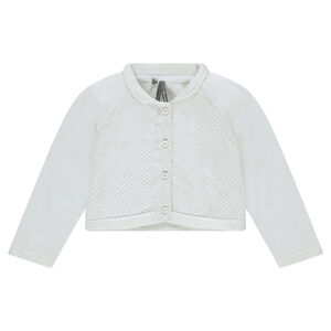 Gilet en tricot uni avec maille fantaisie 