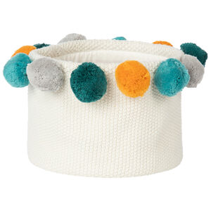 Panier de rangement en tricot avec pompons  