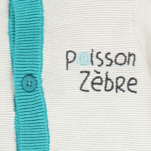 Gilet en tricot avec poisson et bandes contrastées 