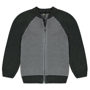 Junior - Gilet en tricot ottoman bicolore 