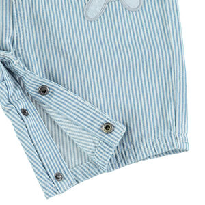 Salopette à fines rayures verticales et badges Mickey Disney 