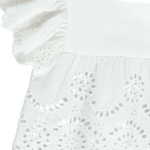 Tunique en voile manches volantée et broderie anglaise fille 