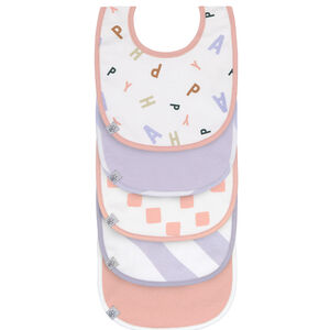 Lot de 5 bavoirs imperméable Happy Fruits Peach/Pastel Lilac 