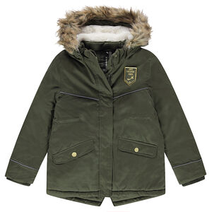 Junior - Parka en twill doublée sherpa avec fausse fourrure amovible 