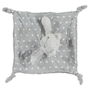 Doudou plat imprimé étoiles fluorescentes et fausse fourrure  