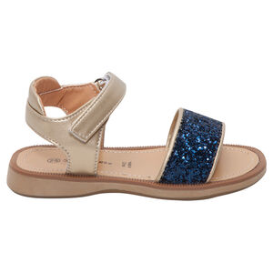 Nu-pieds effet cuir avec bride pailletée 