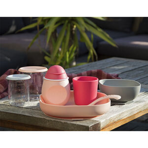 Set de vaisselle en silicone 4 pièces – Rose 